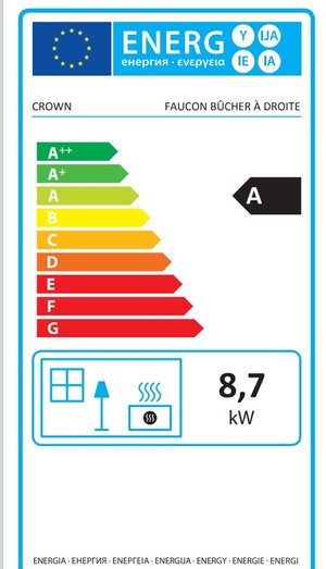 Poêle à bois CROWN faucon bucher à droite noir, 8.7 kW