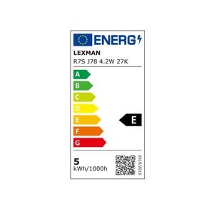 Ampoule led, tube R7S, 78mm, 470lm = 40W, blanc chaud, LEXMAN