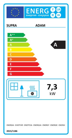 Poêle à bûche Adam, 7.3 kW, noir