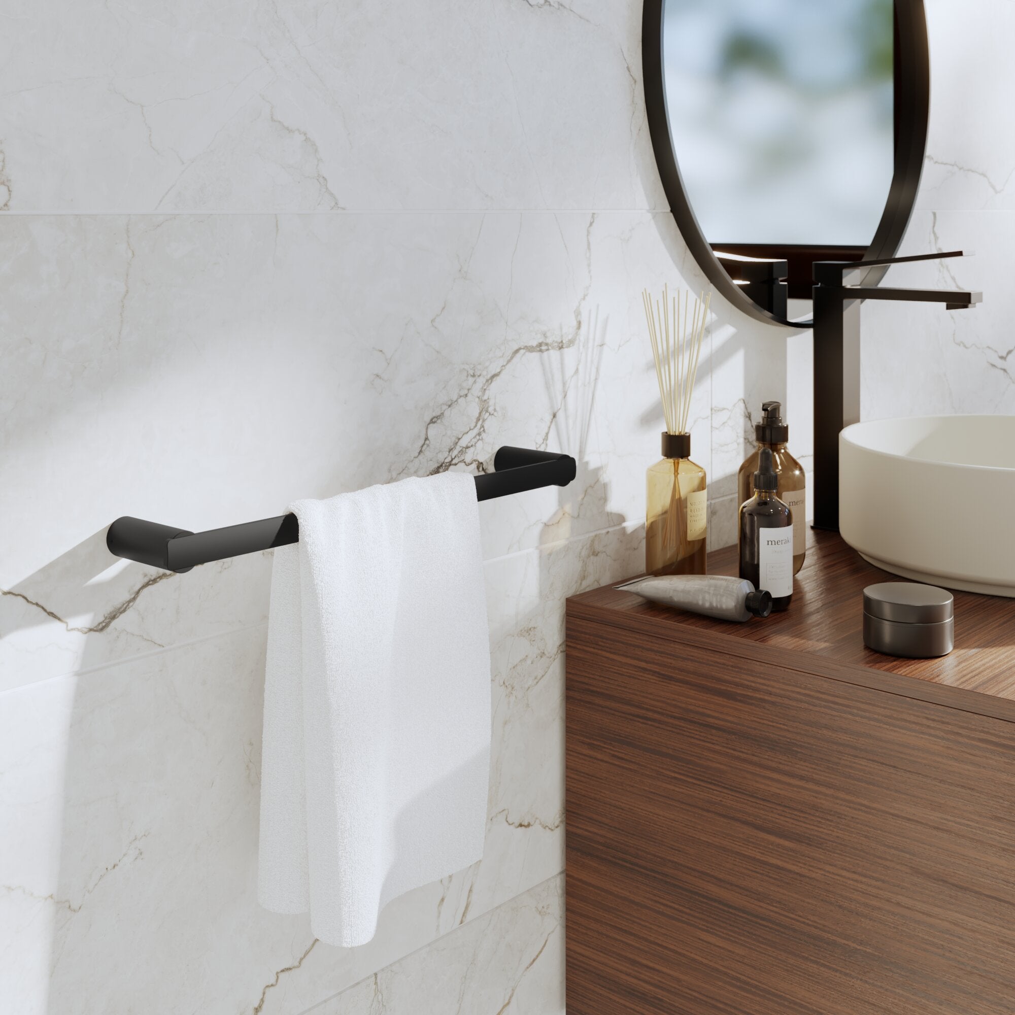 Porte-Serviettes Autoportant à 2 Barres - Design Moderne En Acier Inox Et Verre - Stable, Sans Perçage - Pour Salle De Bain