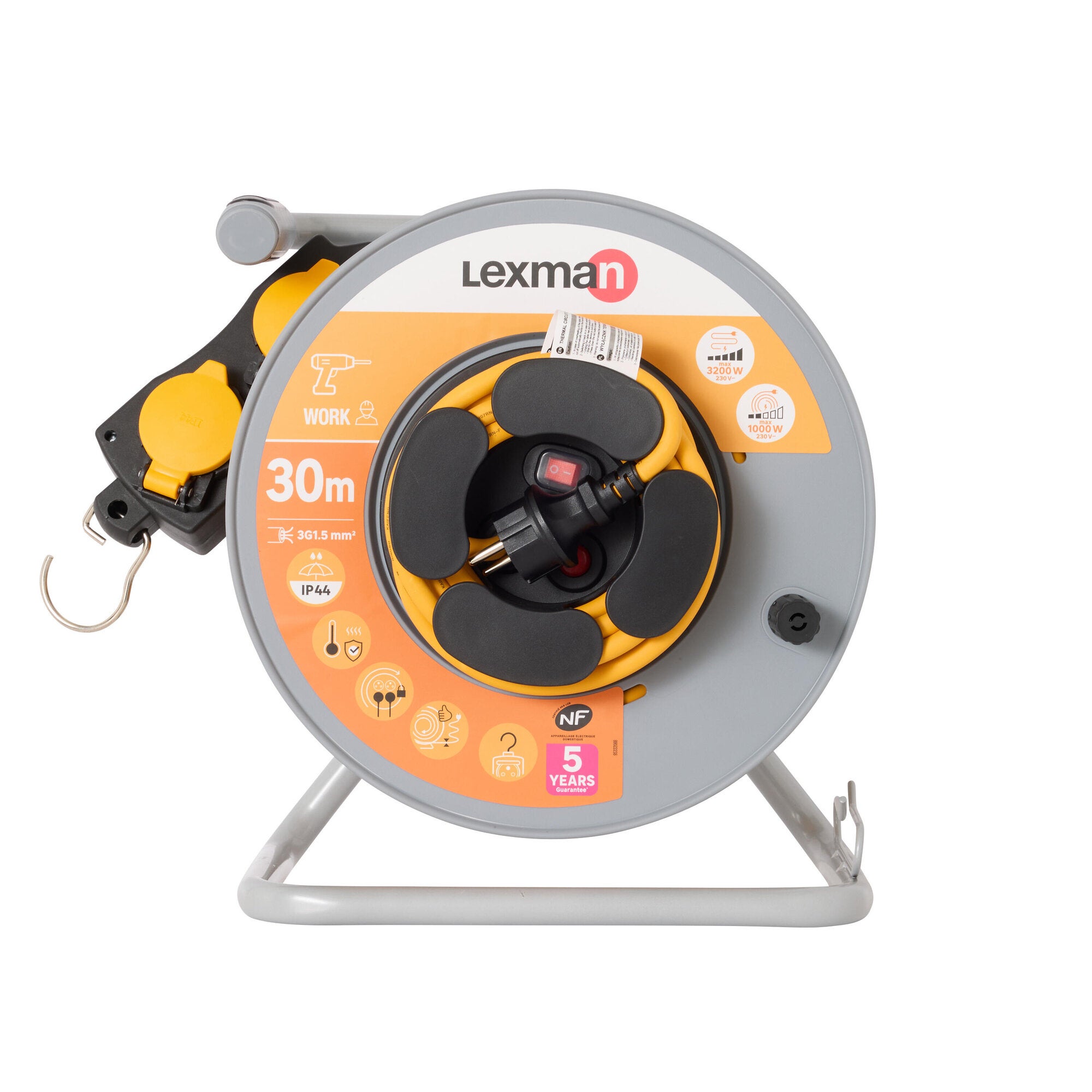 Rallonge Electrique 25m Enrouleur Sécurité 16A Enrouleur Câble Zenitech 10m 4 Prises - H05VV-F 3G1,5mm² - Coupe-circuit 16A - Gris Enrouleur Domestique 16A Enrouleur Electrique